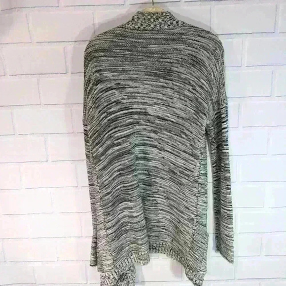 Express Black/White Long Open Cardigan Sweater - Picture 2 of 4
